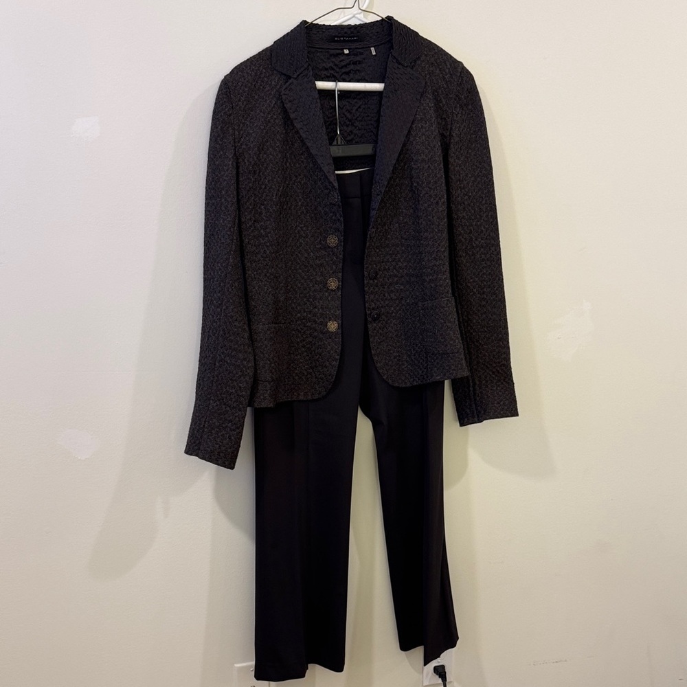 Elie Tahari Brown Textured Blazer and Pants